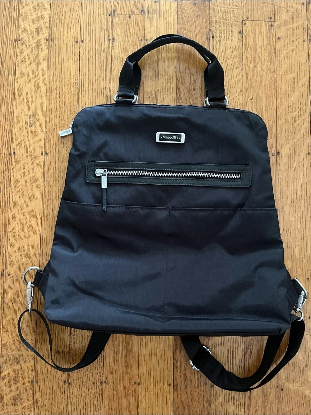 Baggallini Black Jessica Convertible Nylon Backpack Tote